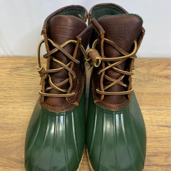 🌳sperry top sider leather waterproof duck boots. Size 7. Hunter green/ ma… - Picture 7 of 10